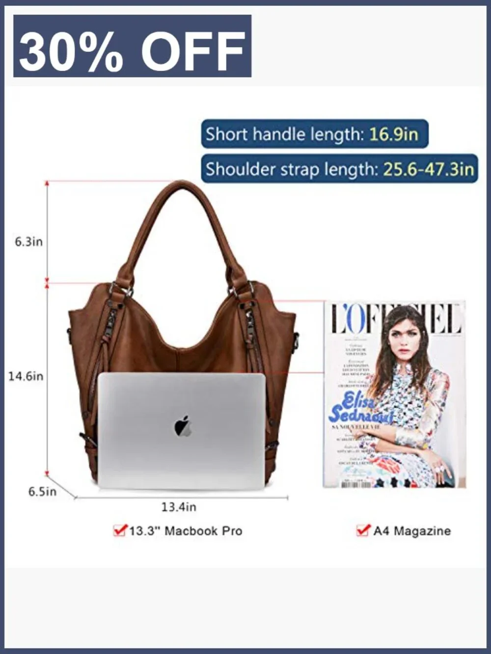PU Leather Tote Hobo Bag for Women, Large Shoulder Handbag with Adjustable Strap